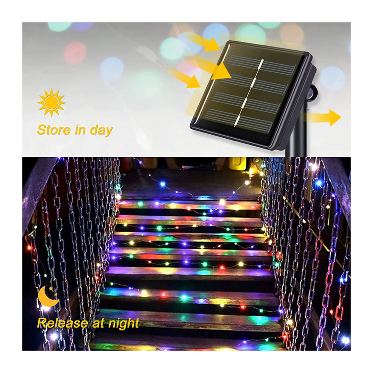 WELPUR Solar LED Lichterkette mit Kupferdraht und 8 Modi für die Outdoor Garten Dekoration in Bunt - Bild 2