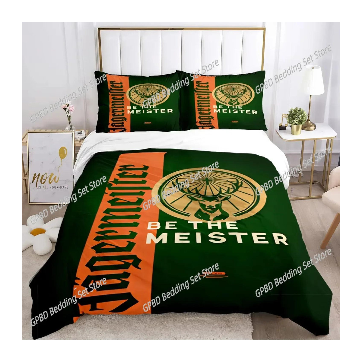 WEN-july Bettwäsche-Set mit Hirsch-Motiv in Grün, bestehend aus Bettbezug und Kissenbezügen, Breite: 133 cm, Länge: 200 cm (Maße basierend auf 70x133cm Angabe als Einzelbett-Set) - Bild 2
