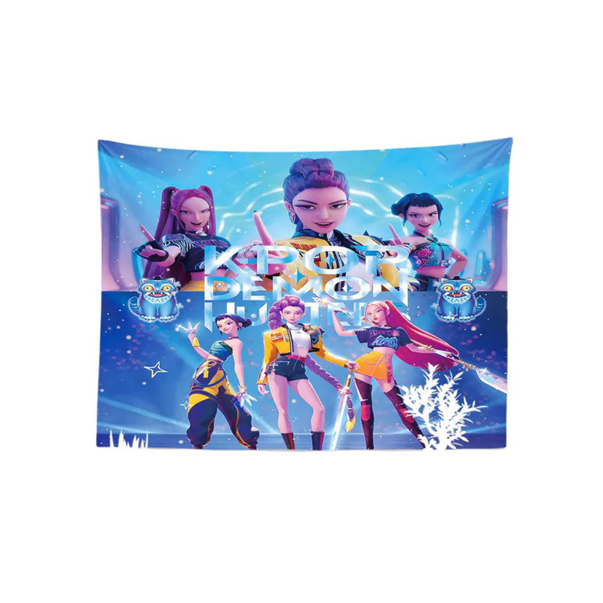 WEN-july K-Pop Dämonenjäger Wandteppich aus Polyester in Blau, B: 70 cm, H: 100 cm - Bild 2
