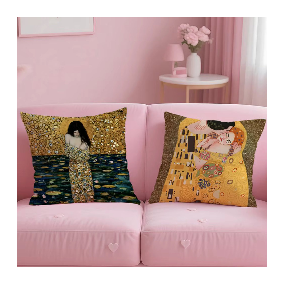 Wendbarer GGustav Klimtied Kissenbezug in Schwarz und Mehrfarbig für Auto, Sofa oder Schlafzimmer - Bild 2