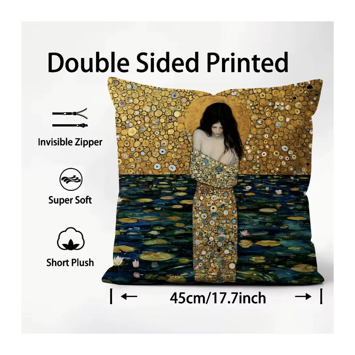 Wendbarer GGustav Klimtied Kissenbezug in Schwarz und Mehrfarbig für Auto, Sofa oder Schlafzimmer - Bild 3