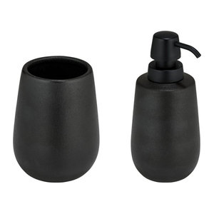 Wenko Bad-Accessoire Set Nerno 2-teilig mit Seifenspender in Schwarz matt