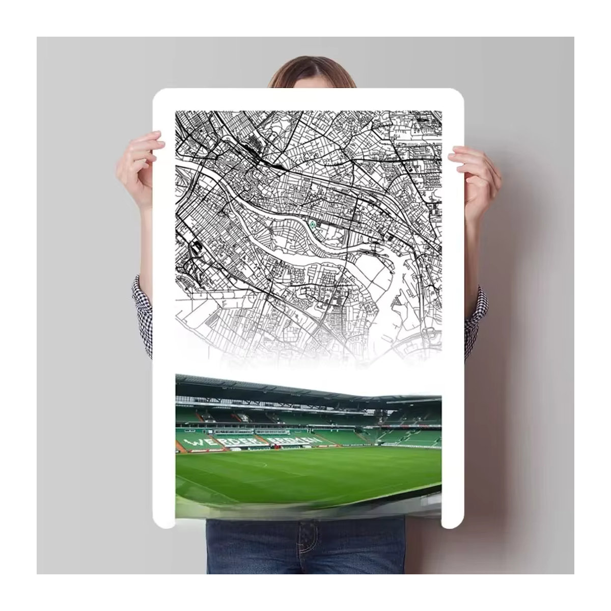 Werder Bremen Stadion Metallschild in Vintage-Optik als Wandkunst zur Dekoration, Weiß, B: 30 cm, H: 20 cm - Bild 5
