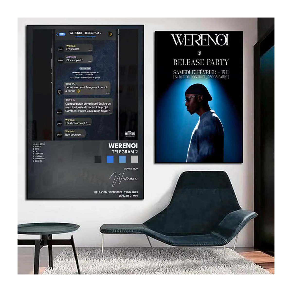 Werenoi P-Pyramid Sänger Poster HD Art Sticky Wall in Schwarz, Rechteckiges Wandbild für Wohnzimmer und Schlafzimmer - Bild 2