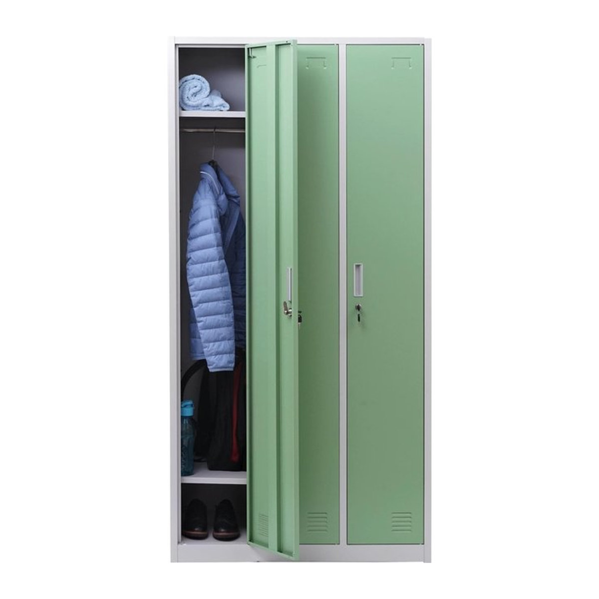Wertfachschrank MCW Preston T829 Schließfachschrank aus Metall mit 3 Fächern in Grün - Bild 1