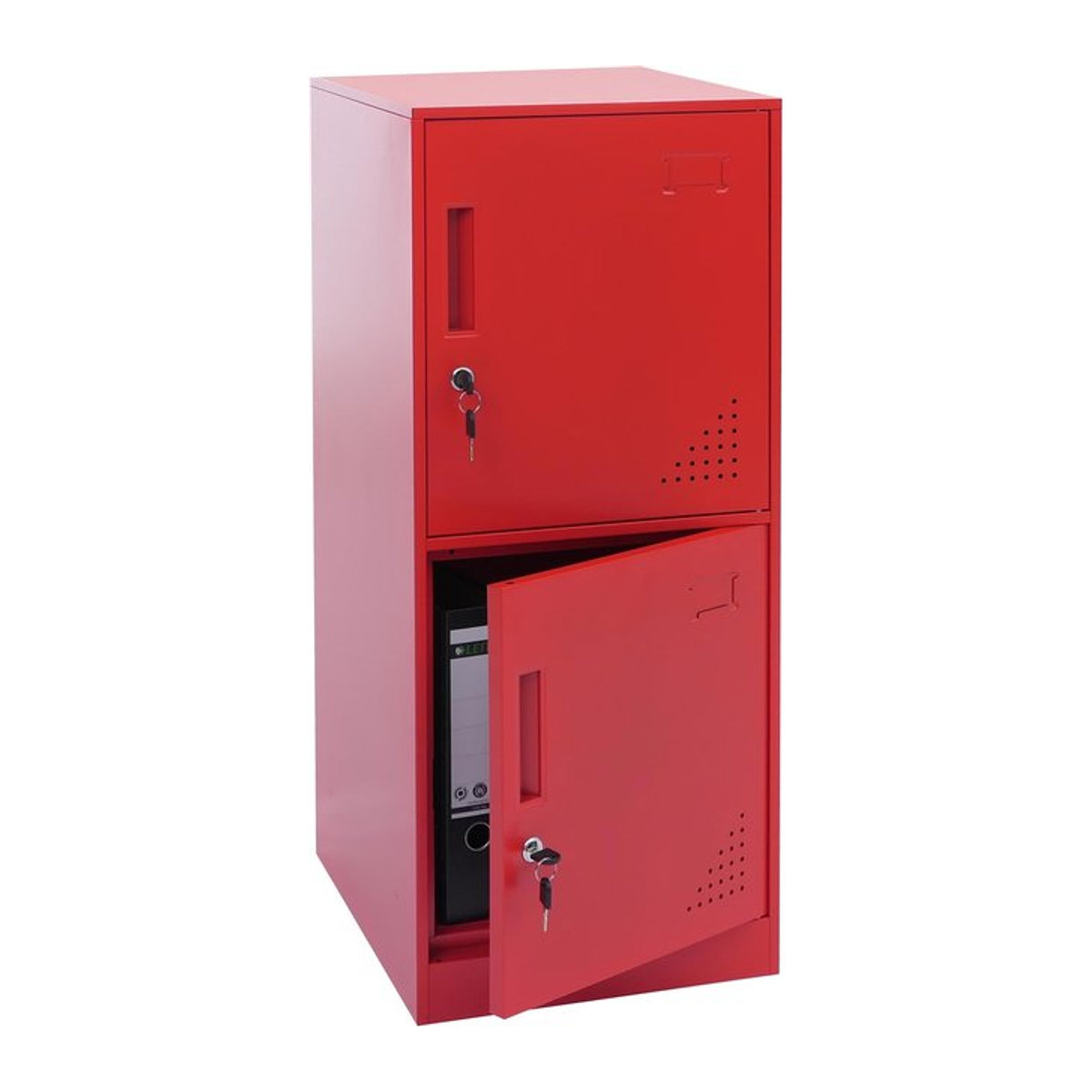 Wertfachschrank MCW Spind MCW-P63 aus Stahl mit 2 Türen und Schloss, Farbe: Rot, H x B x T: 90 x 38 x 45 cm - Bild 1