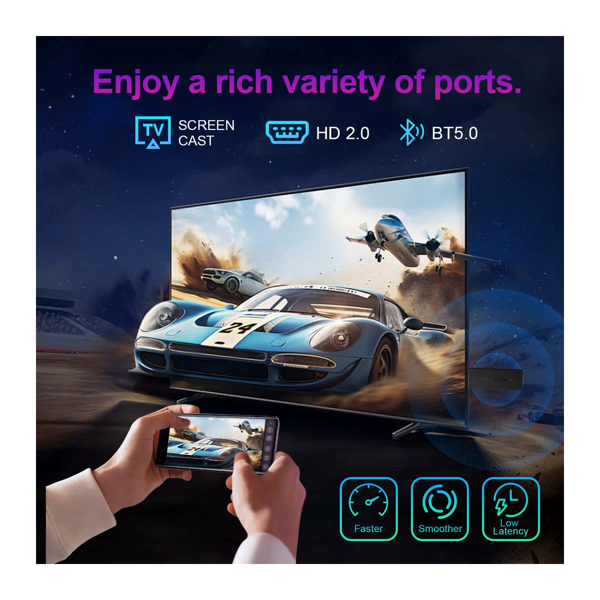 WESOPRO Smart IPTV Home Media Player G2 Lite mit Android 14.0, WiFi 6 und Bluetooth 5.0, Schwarz - Bild 3