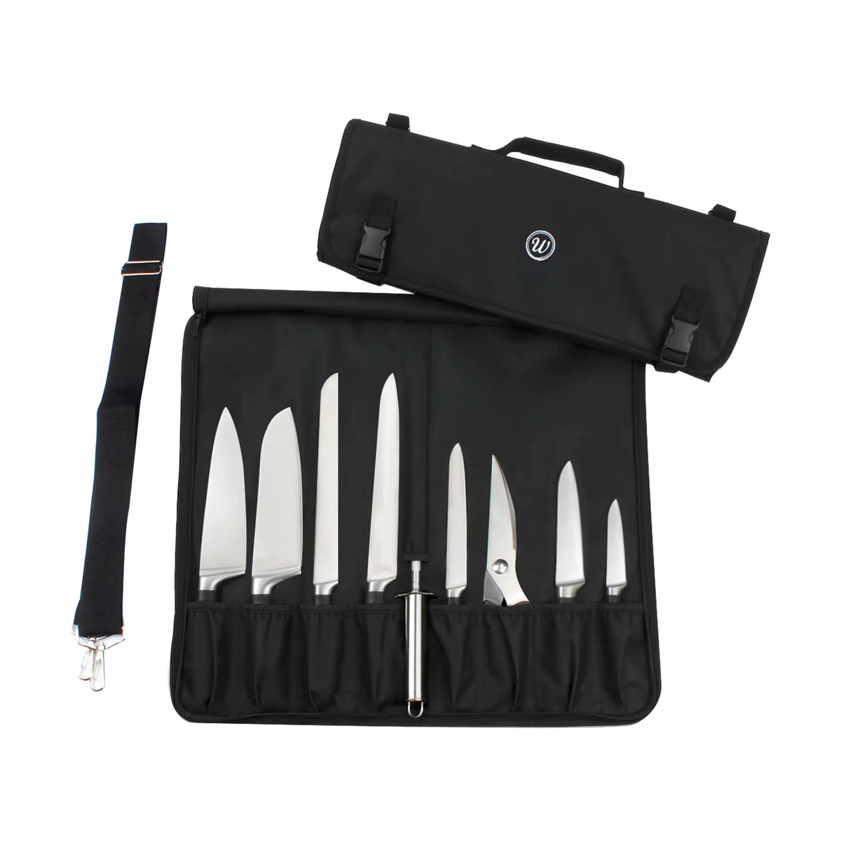 Wessleco Kochmesser-Tasche aus Oxford-Stoff in Schwarz für die Reise als minimalistischer Aufbewahrungs-Organizer - Bild 7