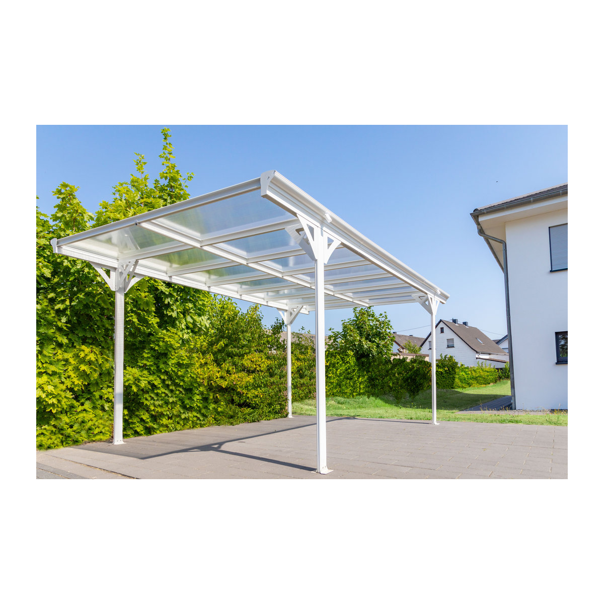 Westmann Aluminium Flachdach Carport Helsinki in Weiss mit 15 m² Fläche und Regenrinne, B/T/H: 305 x 503 x 232 cm - Bild 2