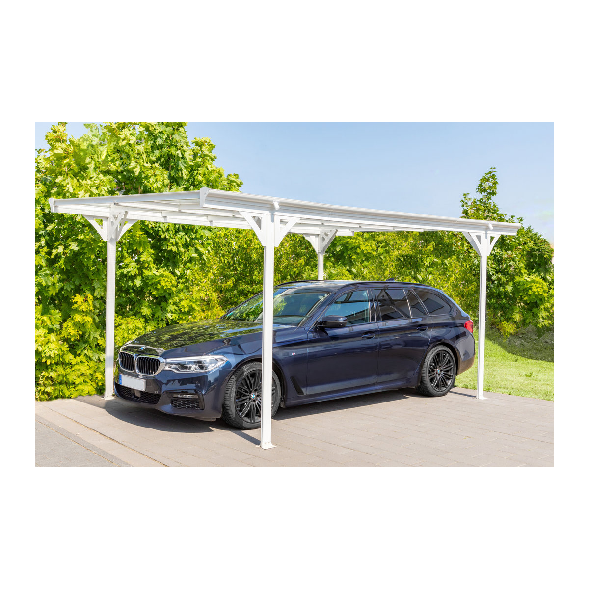 Westmann Aluminium Flachdach Carport Helsinki in Weiss mit 15 m² Fläche und Regenrinne, B/T/H: 305 x 503 x 232 cm - Bild 3