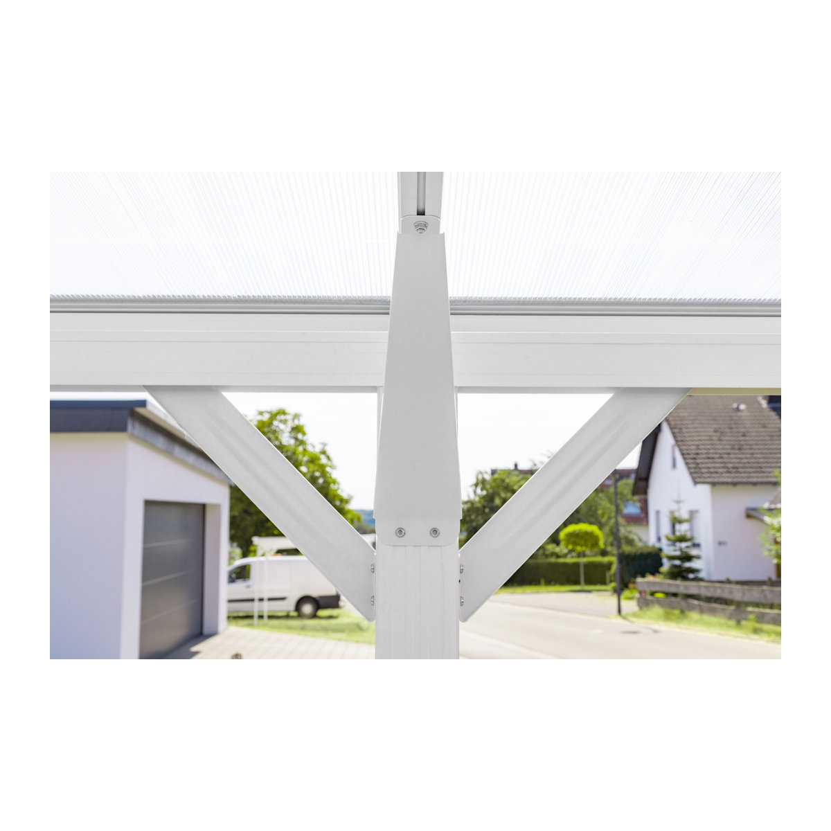 Westmann Aluminium Flachdach Carport Helsinki in Weiss mit 15 m² Fläche und Regenrinne, B/T/H: 305 x 503 x 232 cm - Bild 4