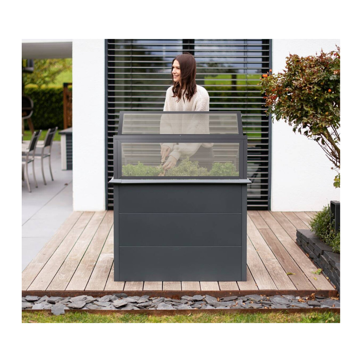 Westmann Hochbeet Primus Plus M mit Frühbeetaufsatz in Anthrazit B/T/H: 100 x 50 x 77 cm - Bild 3