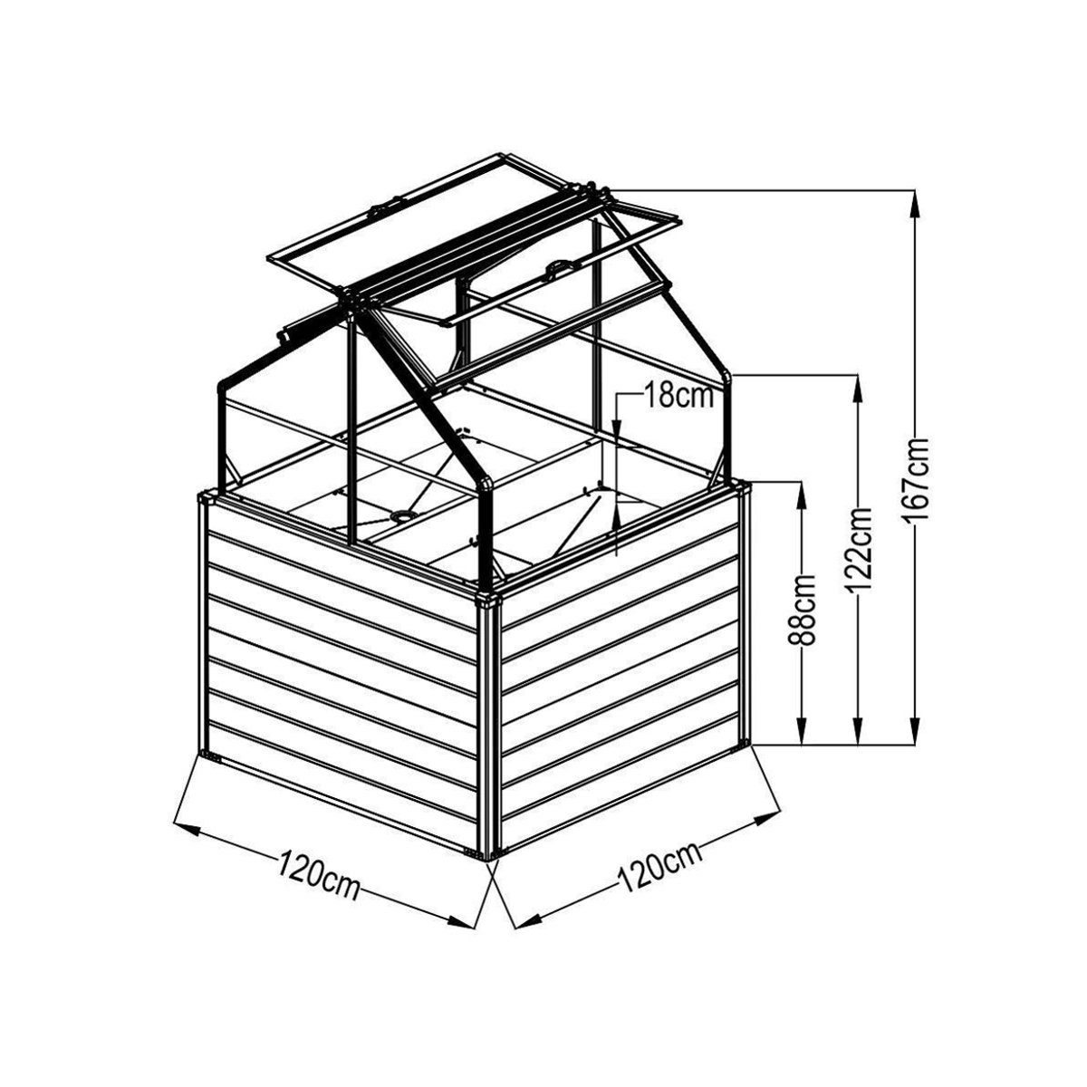 Westmann Hochbeet Store & Grow aus galvanisiertem Metall in Anthrazit, B/H/L: 120 x 169 x 120 cm - Bild 7