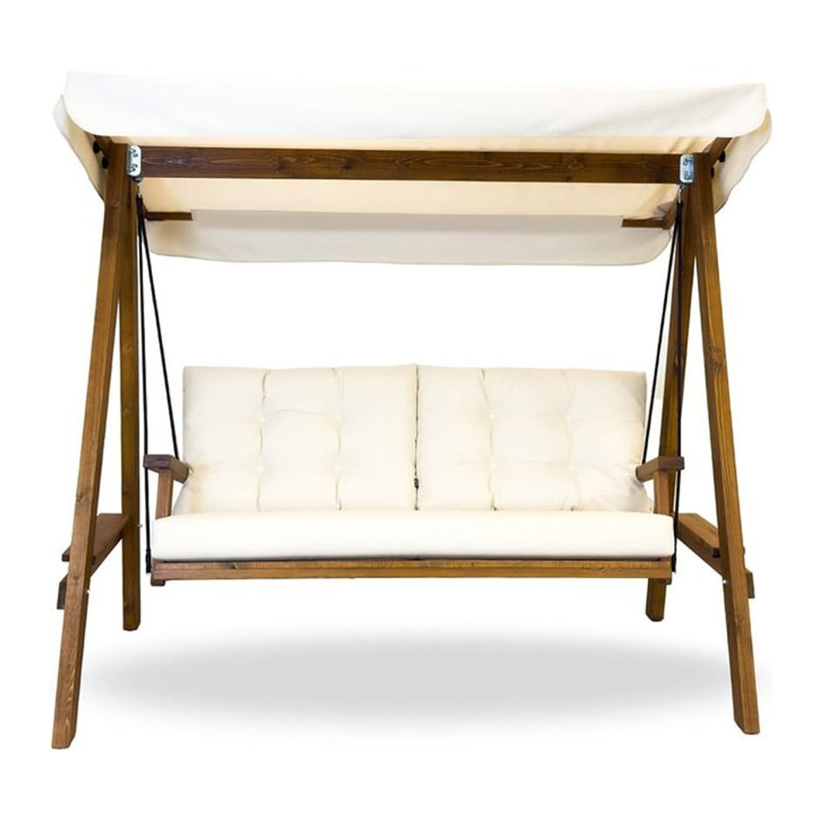 Westmann Hollywoodschaukel Pera 2000 aus Massivholz mit Polsterung in Beige - Bild 1