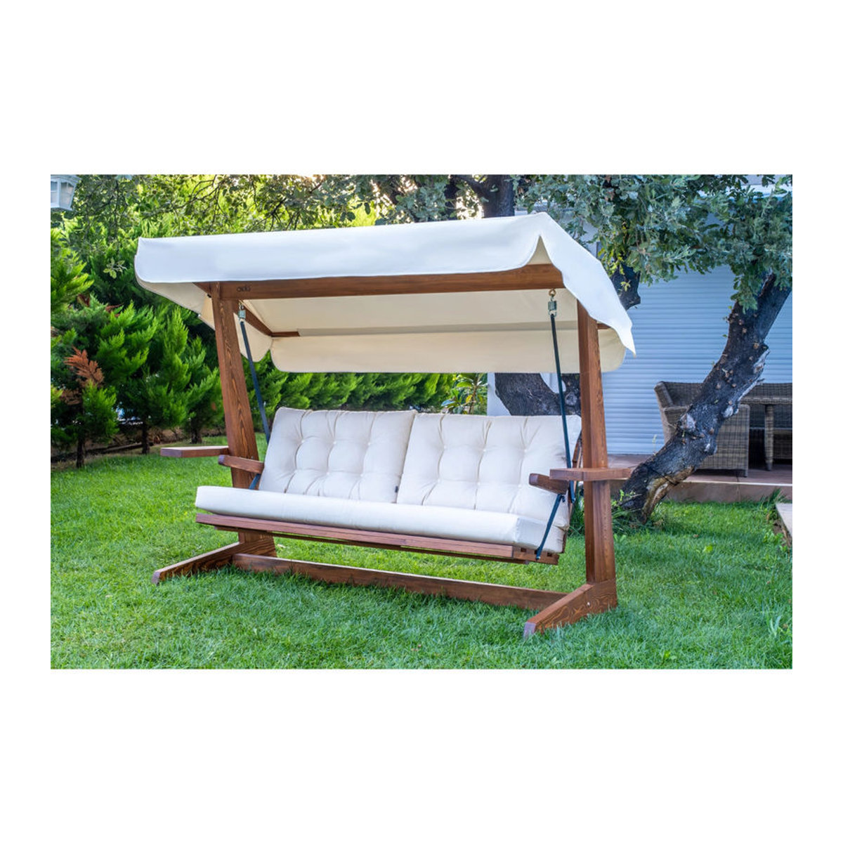 Westmann Hollywoodschaukel Viva in Beige aus Massivholz mit Polsterung B/H/T: 237 x 175 x 115 cm - Bild 4