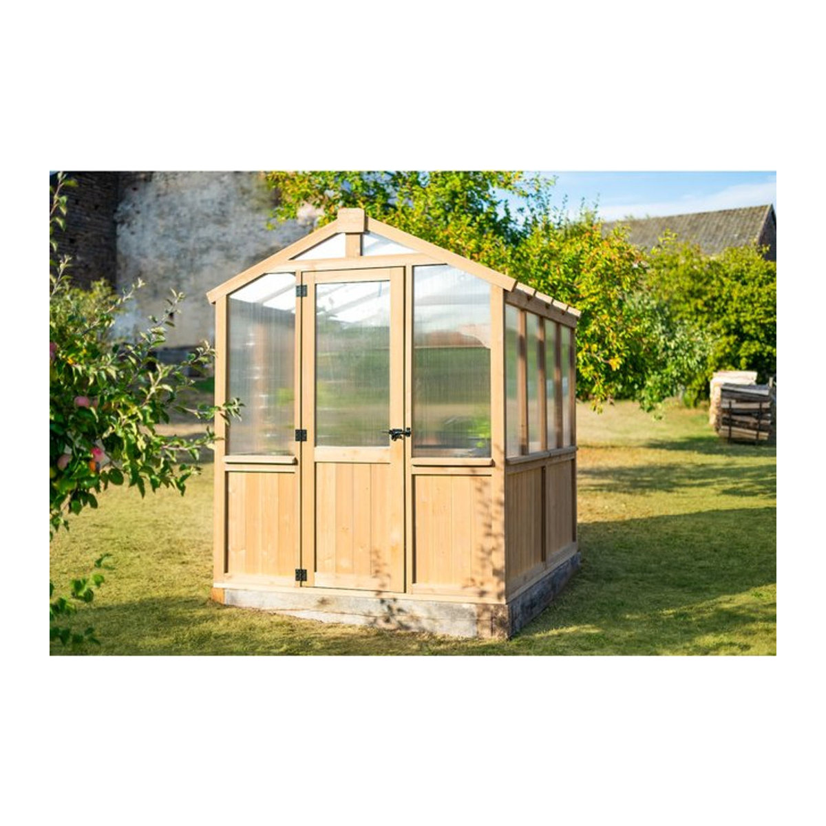 Westmann Holz Gewächshaus Paul aus Zedernholz mit Polycarbonat in Natur Braun B/T/H: 204 x 238 x 239 cm - Bild 4