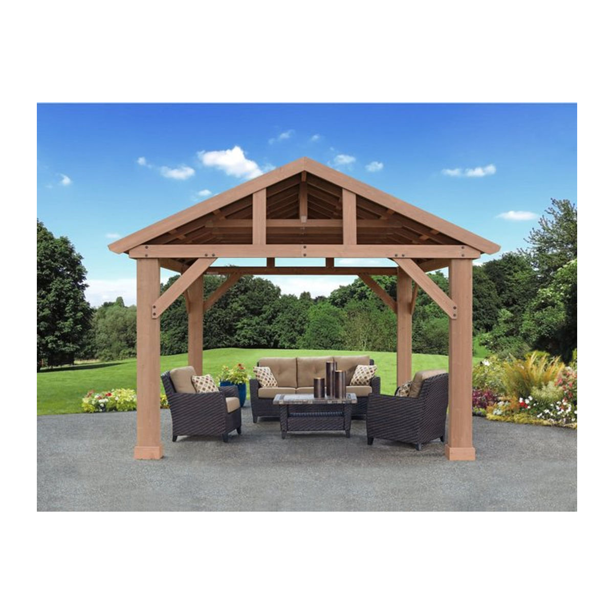 Westmann Holzpavillon Yukon Modern in Natur, B: 365 cm, T: 427 cm, H: 330 cm - Bild 1