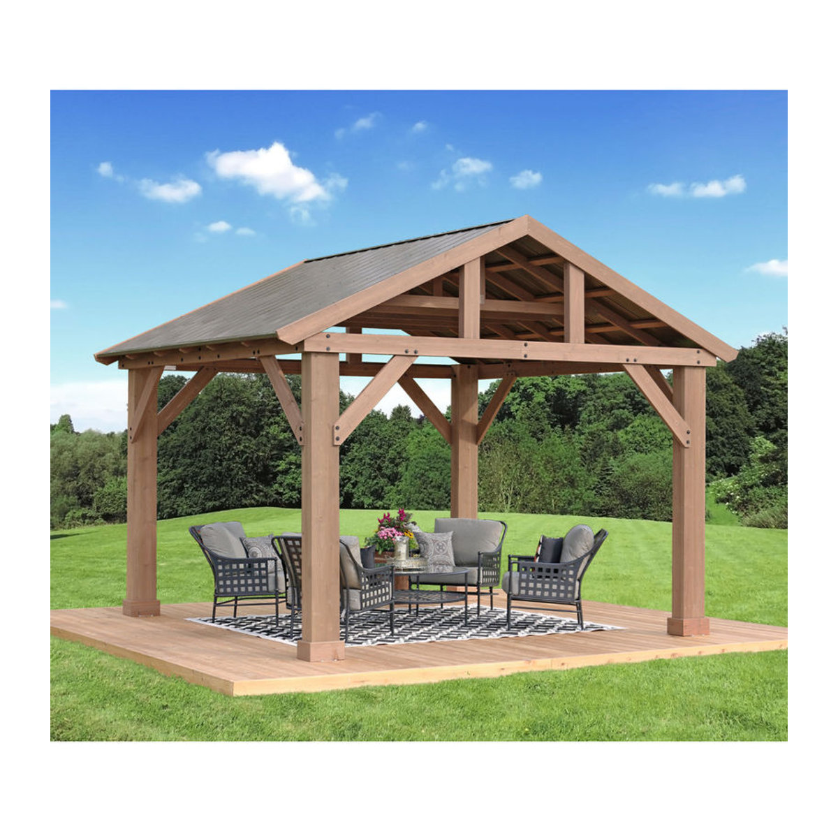 Westmann Holzpavillon Yukon Modern in Natur, B: 365 cm, T: 427 cm, H: 330 cm - Bild 2