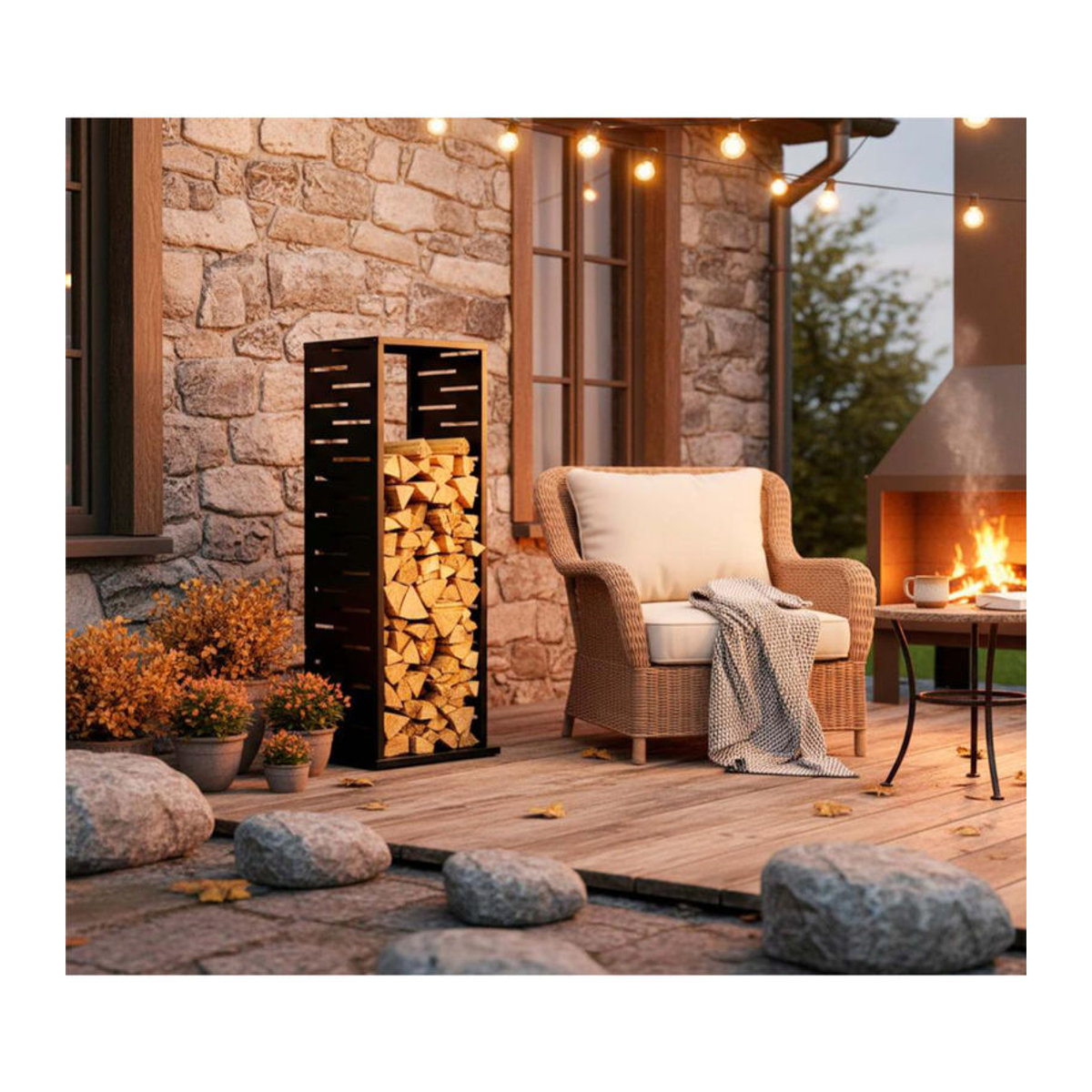 Westmann Kaminholzregal Luma Grid Modern Anthrazit B/T/H: 37,5 x 37,5 x 112 cm - Bild 2