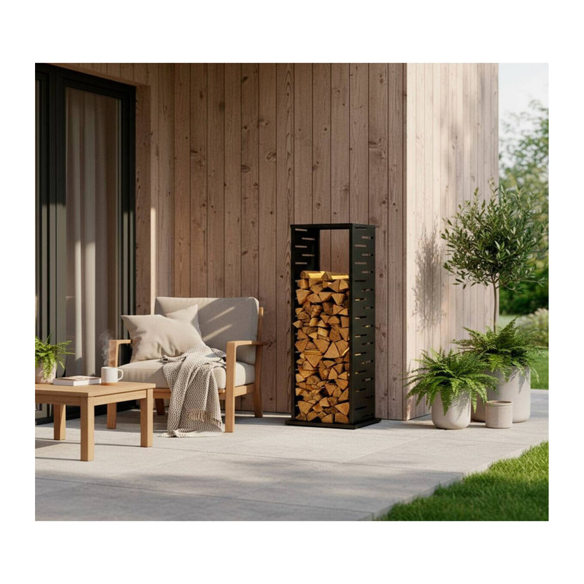 Westmann Kaminholzregal Luma Grid Modern Anthrazit B/T/H: 37,5 x 37,5 x 112 cm - Bild 6