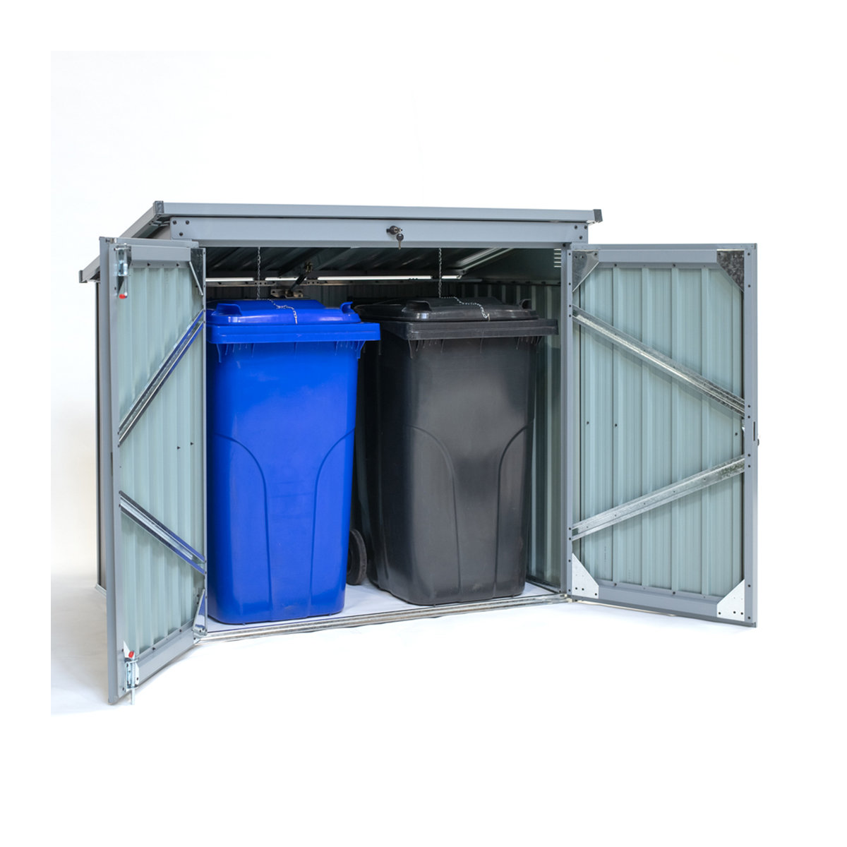 Westmann Metall Mülltonnenbox 2-fach für 240 l Mülltonnen, anthrazit/lichtgrau, B/H/T: 158 x 134 x 101 cm - Bild 1