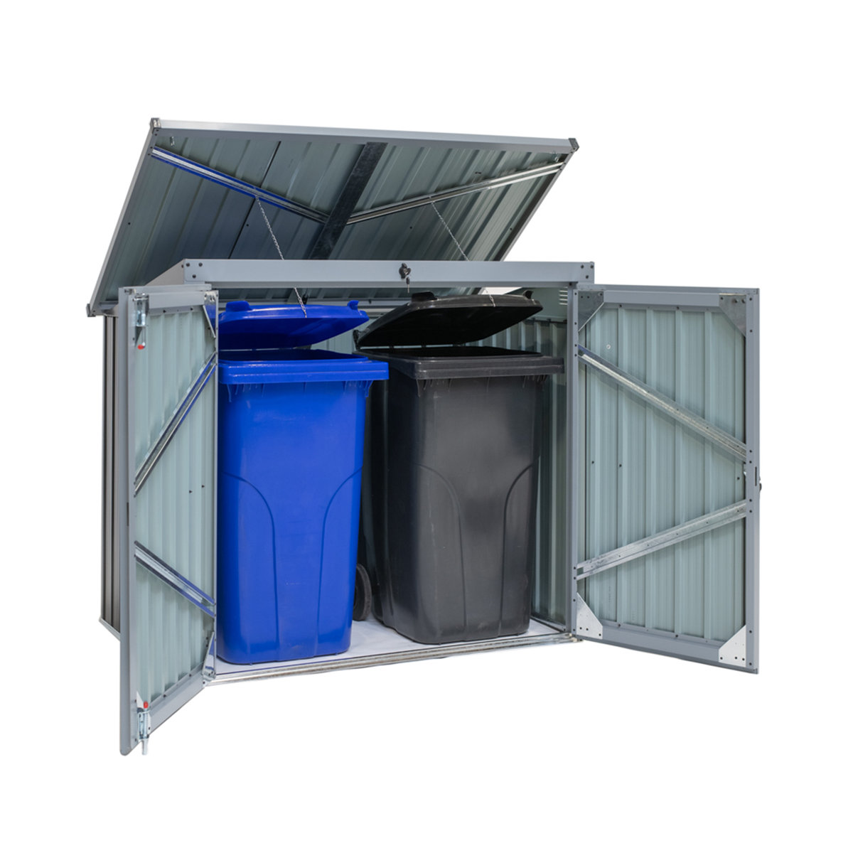 Westmann Metall Mülltonnenbox 2-fach für 240 l Mülltonnen, anthrazit/lichtgrau, B/H/T: 158 x 134 x 101 cm - Bild 2