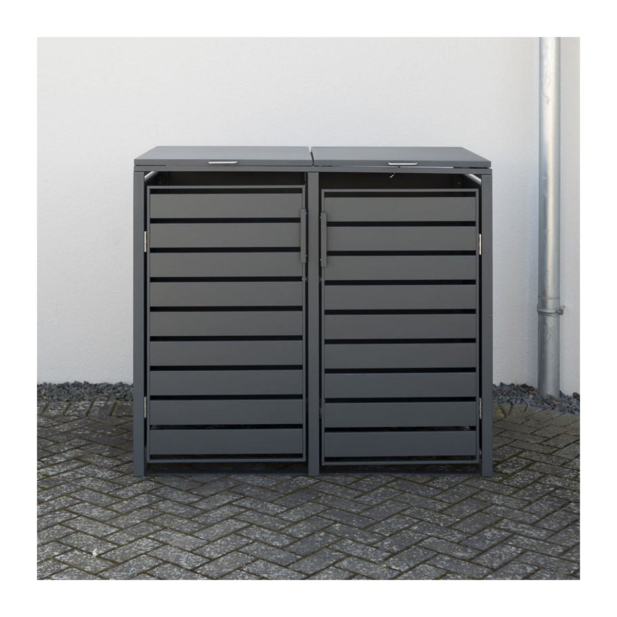 Westmann Metall Mülltonnenbox Kubus für 2 x 240 L Mülltonnen in Grau - Bild 2