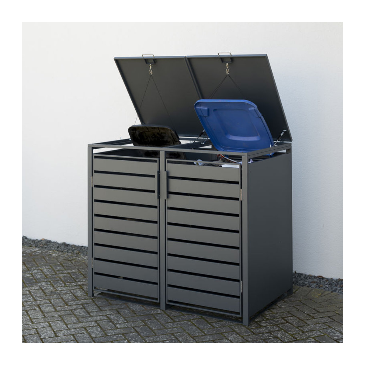 Westmann Metall Mülltonnenbox Kubus für 2 x 240 L Mülltonnen in Grau - Bild 3