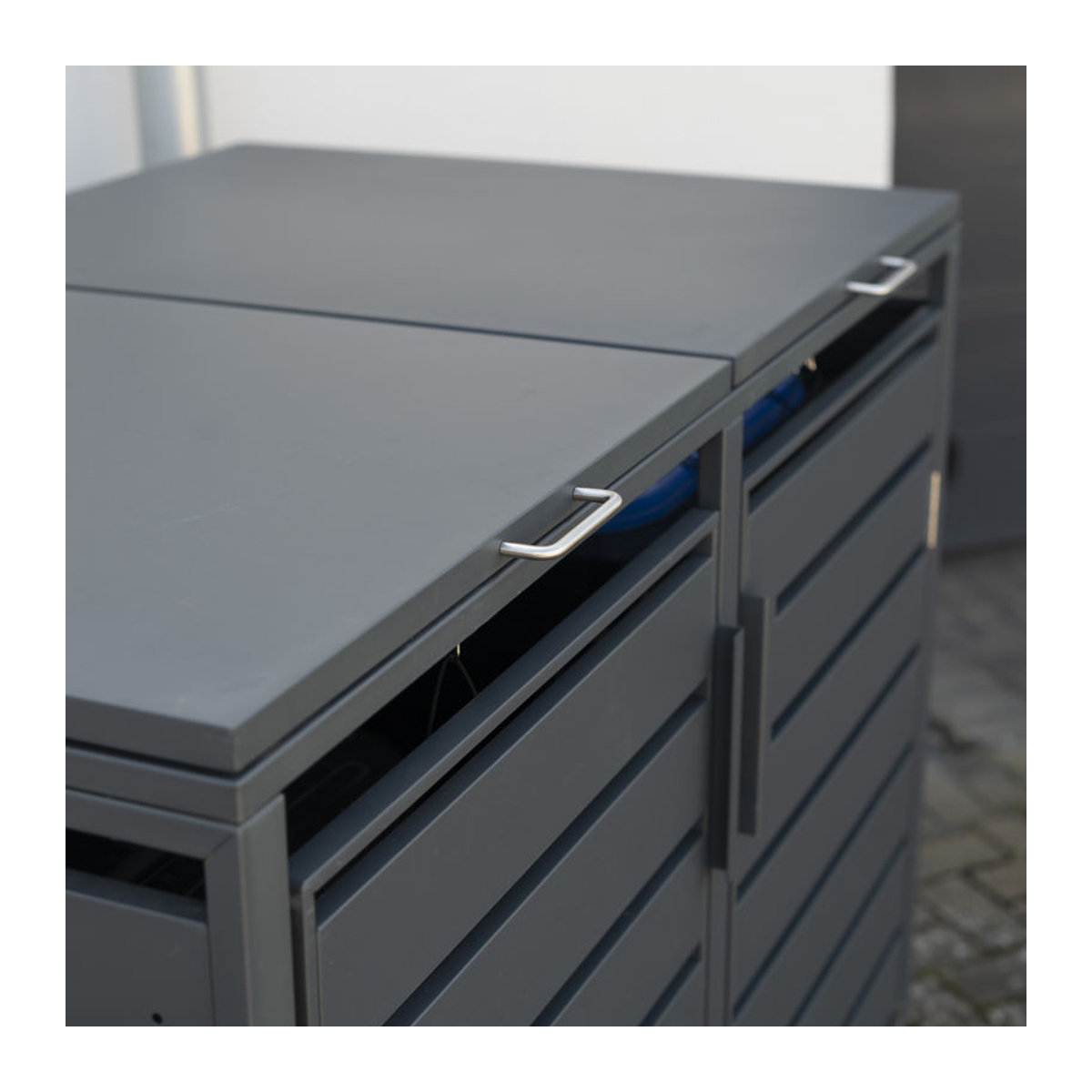 Westmann Metall Mülltonnenbox Kubus für 2 x 240 L Mülltonnen in Grau - Bild 5