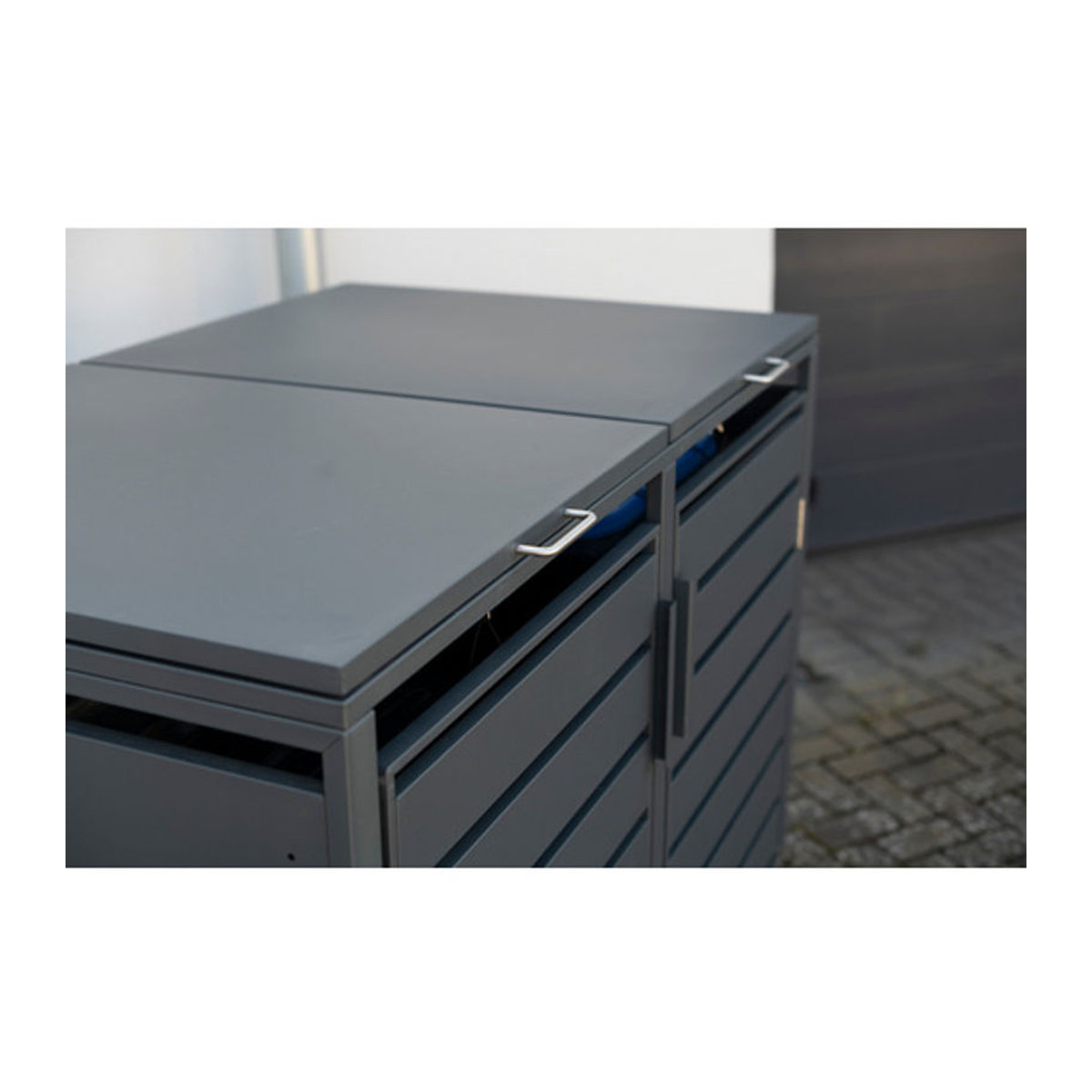 Westmann Metall Mülltonnenbox Kubus für 2 x 240 L Mülltonnen in Grau - Bild 7