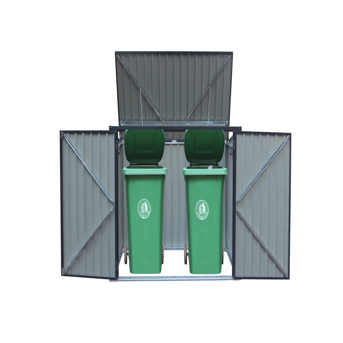 Westmann Mülltonnenbox aus verzinktem Stahl für 480 Liter, grau, B/H/T: 172 x 128 x 97 cm - Bild 2
