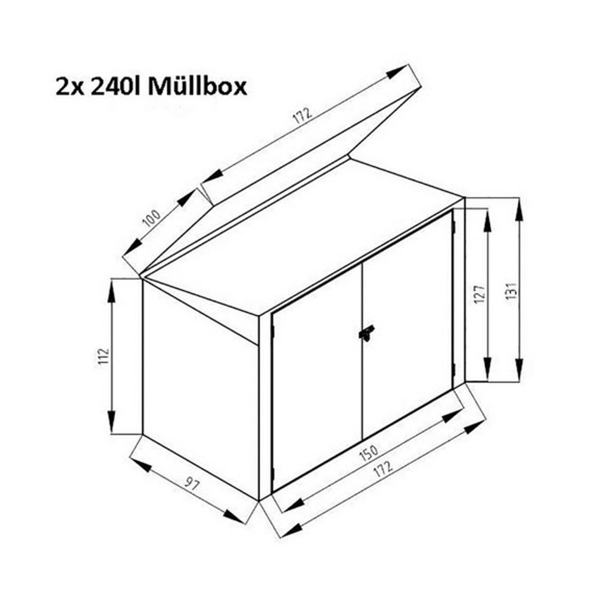 Westmann Mülltonnenbox aus verzinktem Stahl für 480 Liter, grau, B/H/T: 172 x 128 x 97 cm - Bild 4