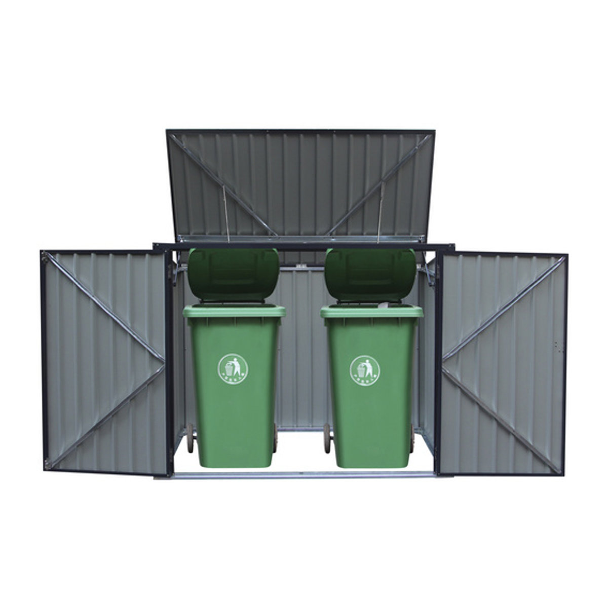 Westmann Mülltonnenbox aus verzinktem Stahl für 480 Liter, grau, B/H/T: 172 x 128 x 97 cm - Bild 6
