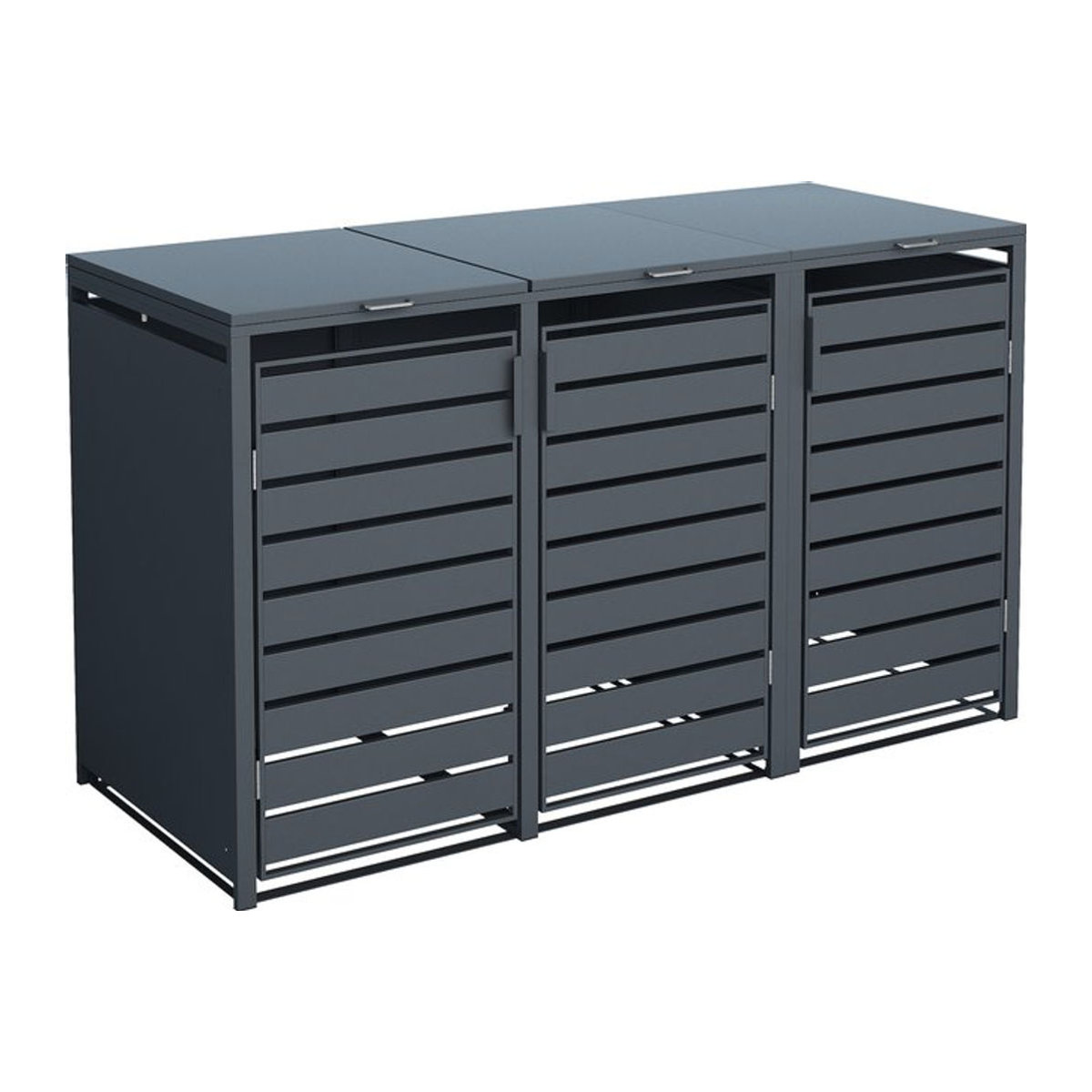 Westmann Mülltonnenbox Kubus aus Stahl für 3 x 240 L Mülltonnen mit Deckel, Anthrazit, B: 200 cm, T: 80 cm, H: 116 cm - Bild 1