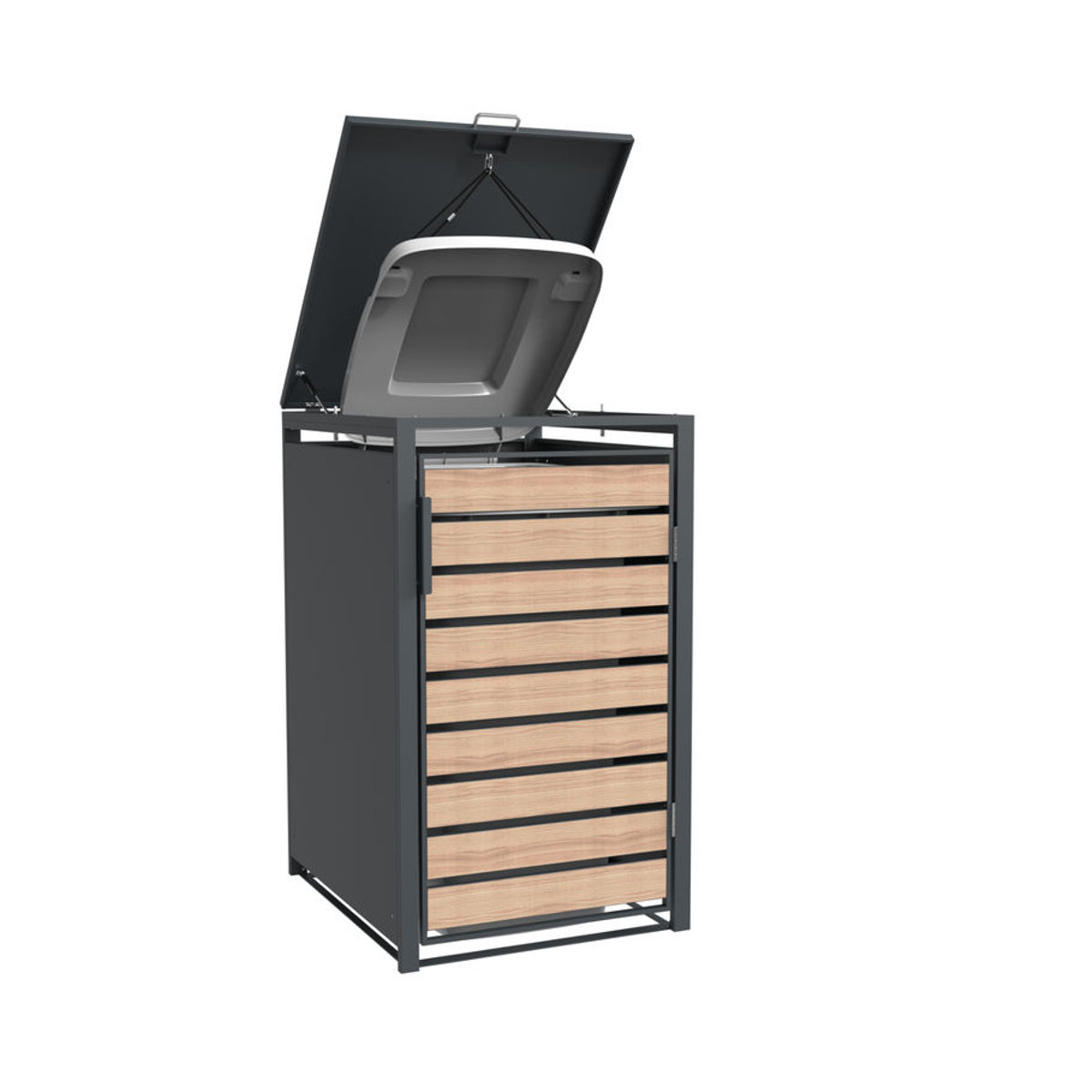 Westmann Mülltonnenbox Lacina für 1x 240 L in Holzoptik, B/T/H: 68 x 80 x 116 cm, Grau - Bild 4