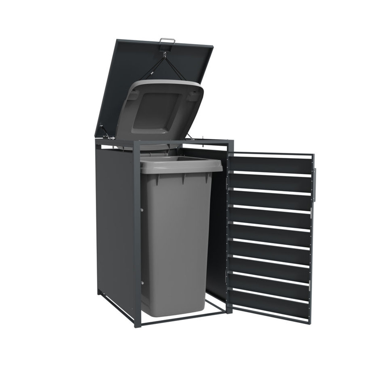 Westmann Mülltonnenbox Lacina für 1x 240 L in Holzoptik, B/T/H: 68 x 80 x 116 cm, Grau - Bild 5