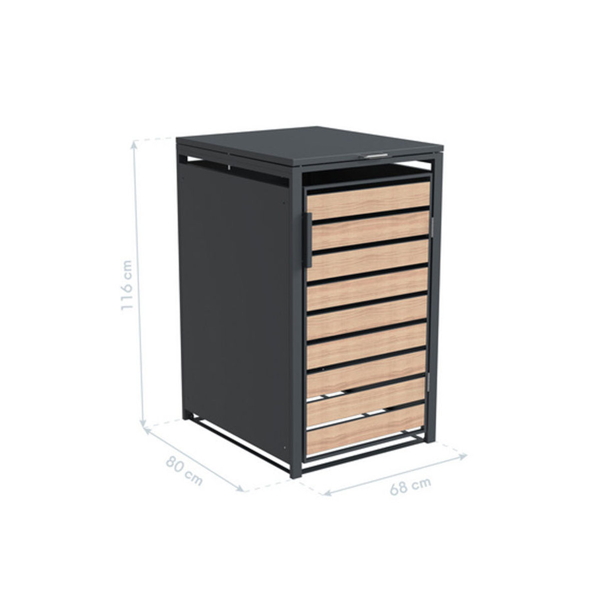 Westmann Mülltonnenbox Lacina für 1x 240 L in Holzoptik, B/T/H: 68 x 80 x 116 cm, Grau - Bild 6