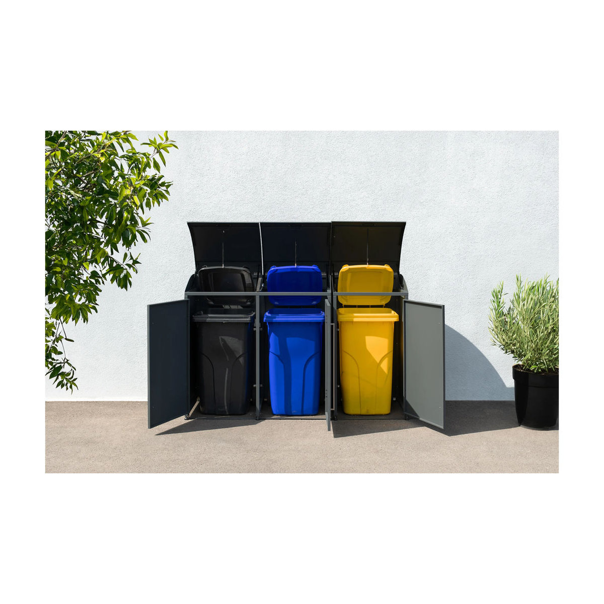 Westmann Mülltonnenbox Moderna 3 für 3x 240 L, Anthrazit, B/H/T: 211 x 135 x 83 cm - Bild 2