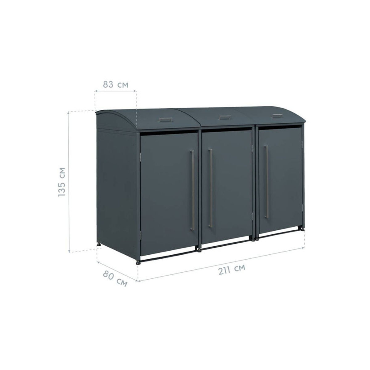 Westmann Mülltonnenbox Moderna 3 für 3x 240 L, Anthrazit, B/H/T: 211 x 135 x 83 cm - Bild 5