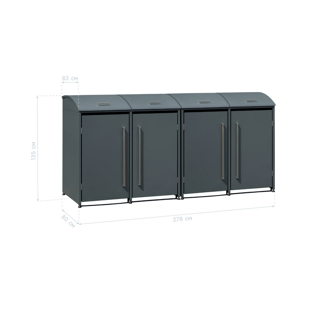 Westmann Mülltonnenbox Moderna 4 für 4 x 240 L Mülltonnen, Anthrazit, B/H/T: 278 x 135 x 83 cm - Bild 8