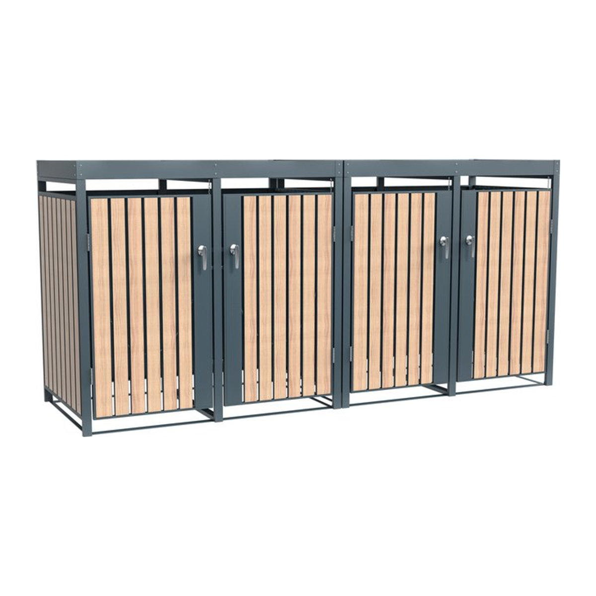 Westmann Mülltonnenbox Planta für 4 Mülltonnen à 240 L in Holzoptik Braun, B/H/L: 264 x 124 x 84 cm - Bild 1