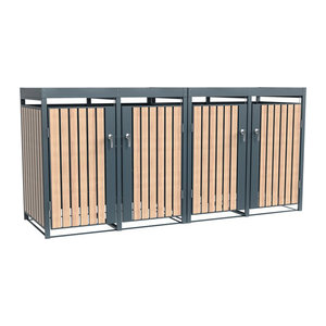 Westmann Mülltonnenbox Planta für 4 Mülltonnen à 240 L in Holzoptik Braun, B/H/L: 264 x 124 x 84 cm