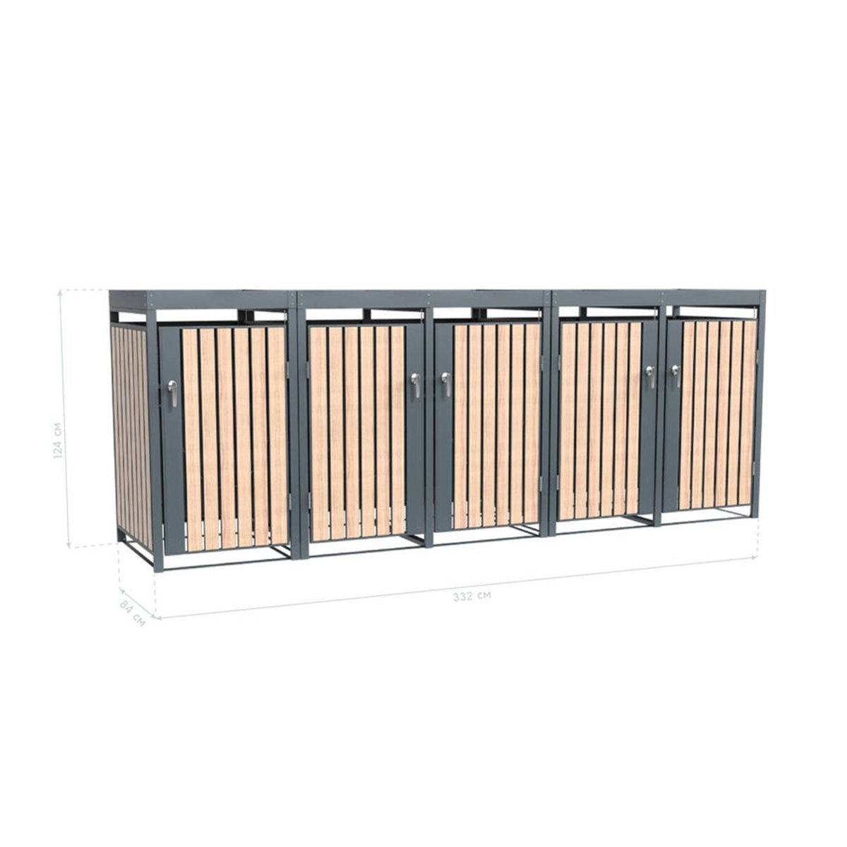 Westmann Mülltonnenbox Planta in Holzoptik für 5 Mülltonnen à 240 L, B/H/T: 332 x 124,5 x 84 cm - Bild 4