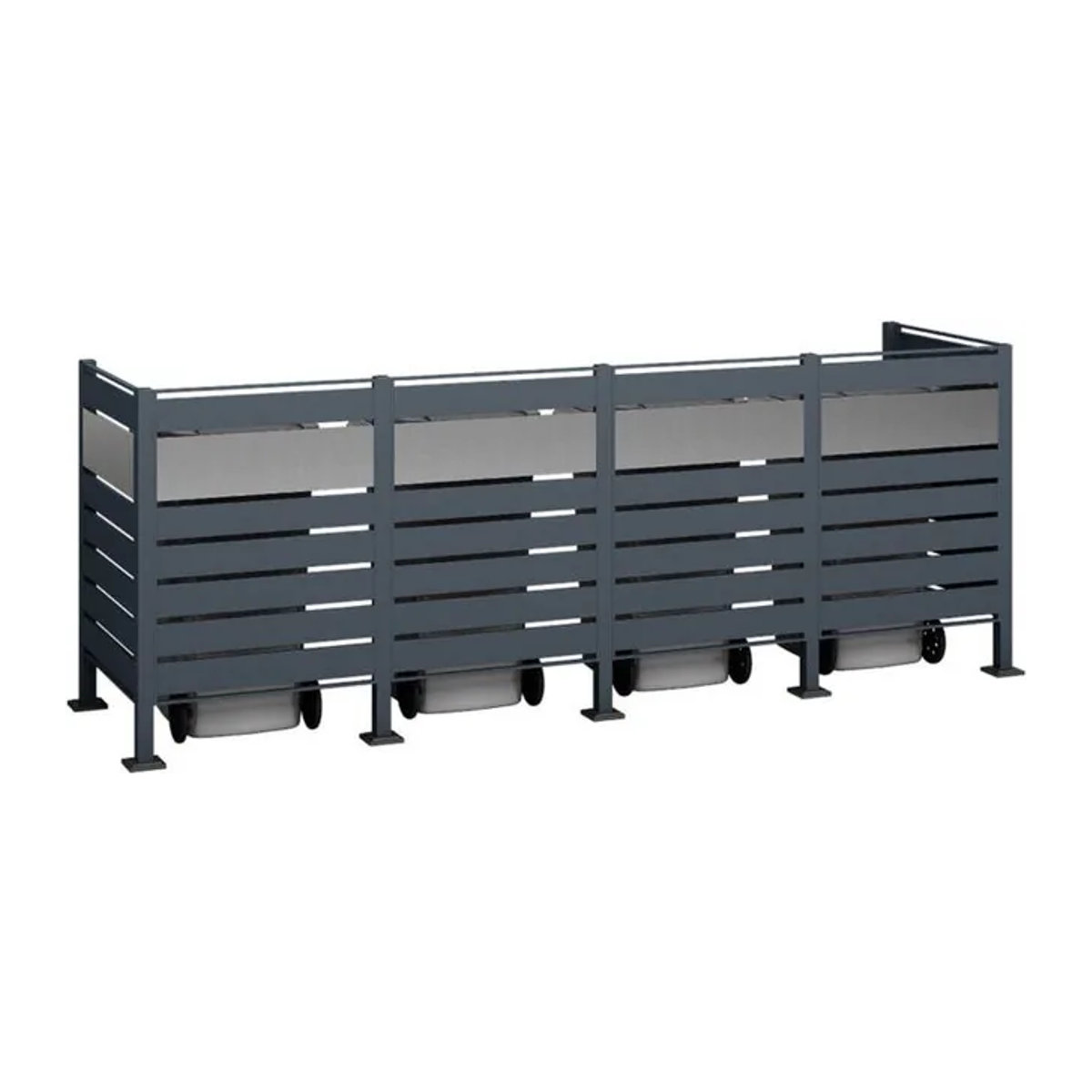 Westmann Mülltonnenbox Planum aus Stahl für 4 Mülltonnen à 240 L, Grau, B/T/H: 330 x 90 x 120 cm - Bild 3