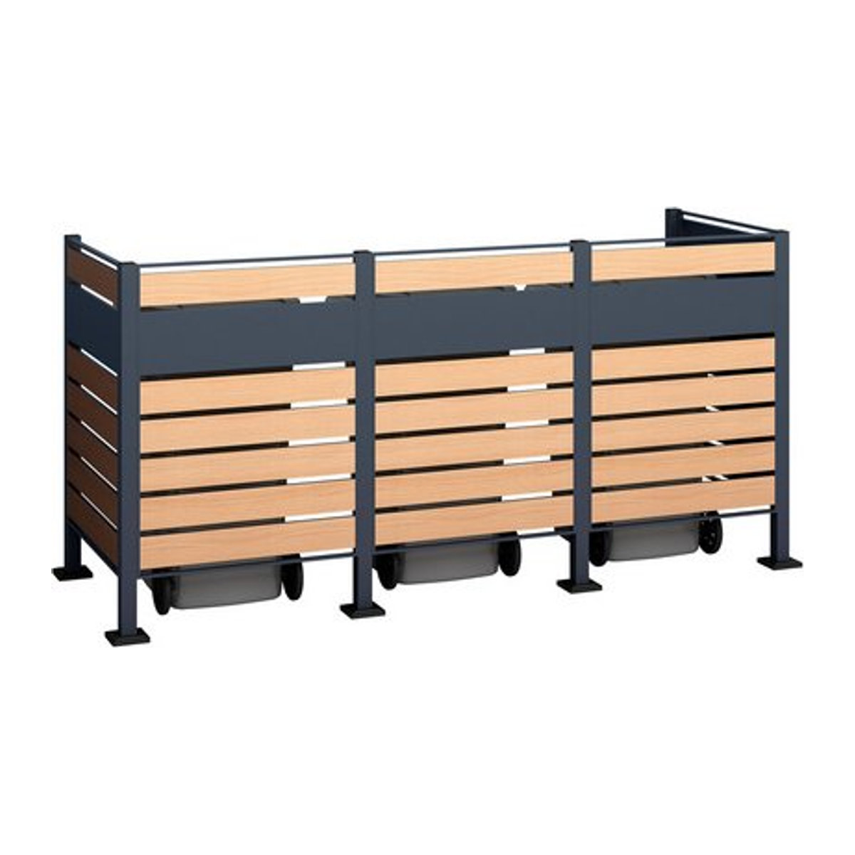 Westmann Mülltonnenbox Planum für 3 Mülltonnen aus Stahl, Farbe: braun, B/H/T: 250 x 120 x 90 cm - Bild 3