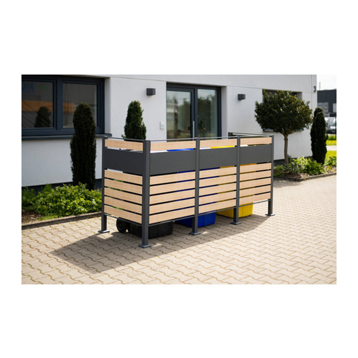 Westmann Mülltonnenbox Planum für 3 Mülltonnen aus Stahl, Farbe: braun, B/H/T: 250 x 120 x 90 cm - Bild 4
