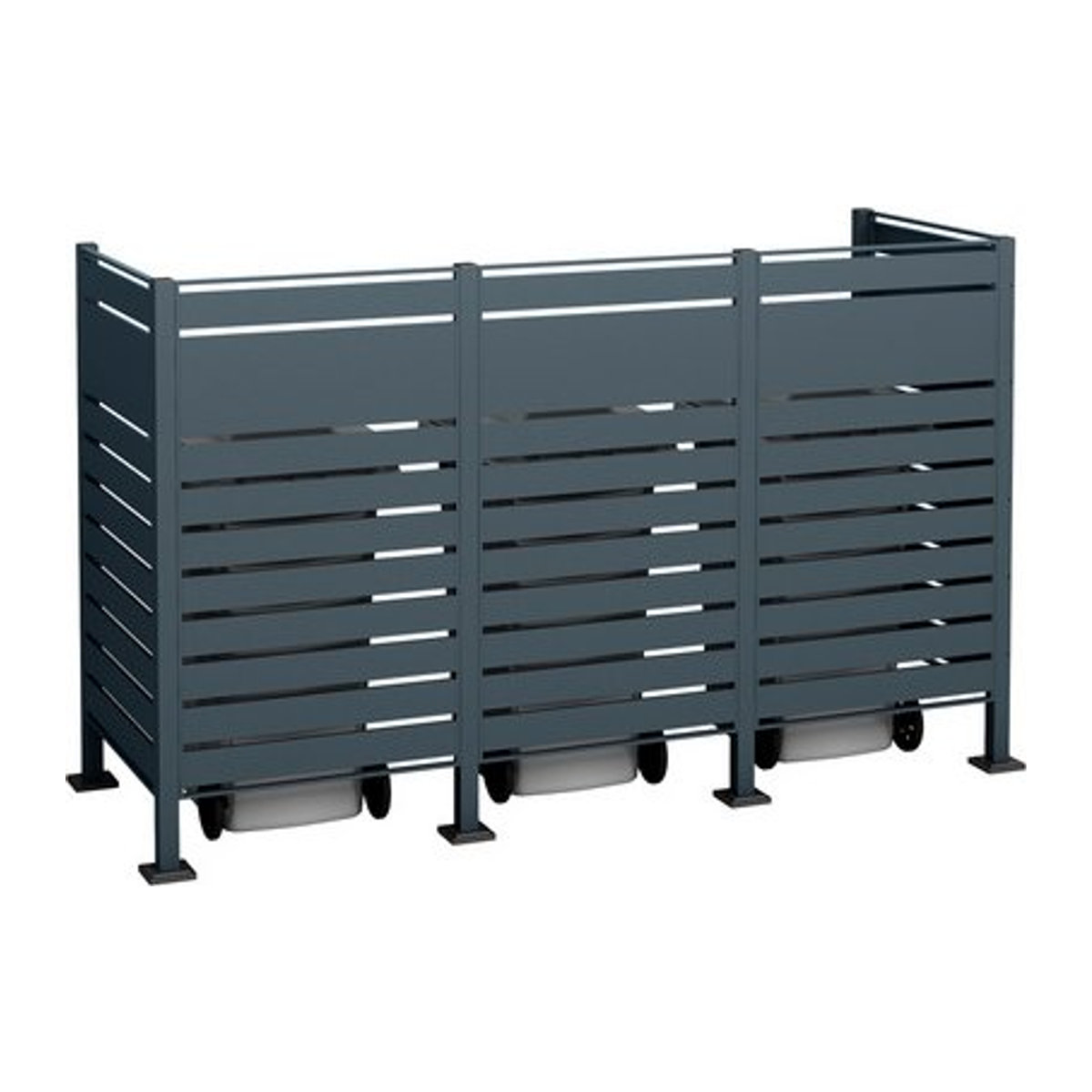 Westmann Mülltonnenbox Planum für 3 Mülltonnen aus Stahl, grau, B/H/T: 250 x 150 x 90 cm - Bild 4