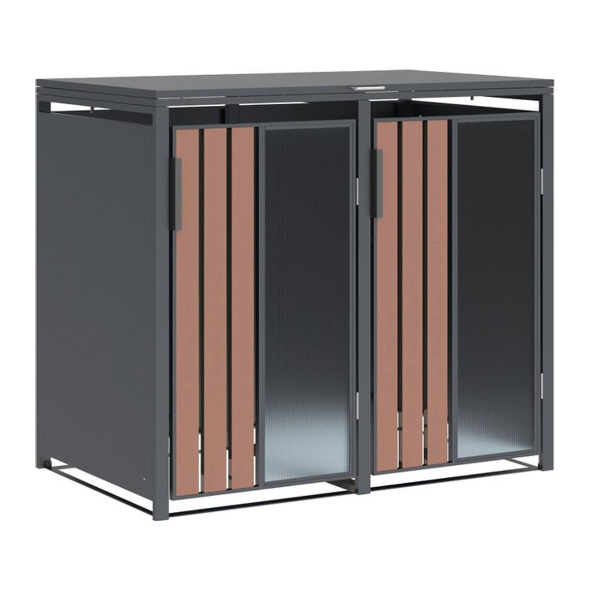 Westmann Mülltonnenbox Status 2 für 2 x 240L in Anthrazit und Holzoptik, B/H/T: 132 x 116 x 80 cm - Bild 1