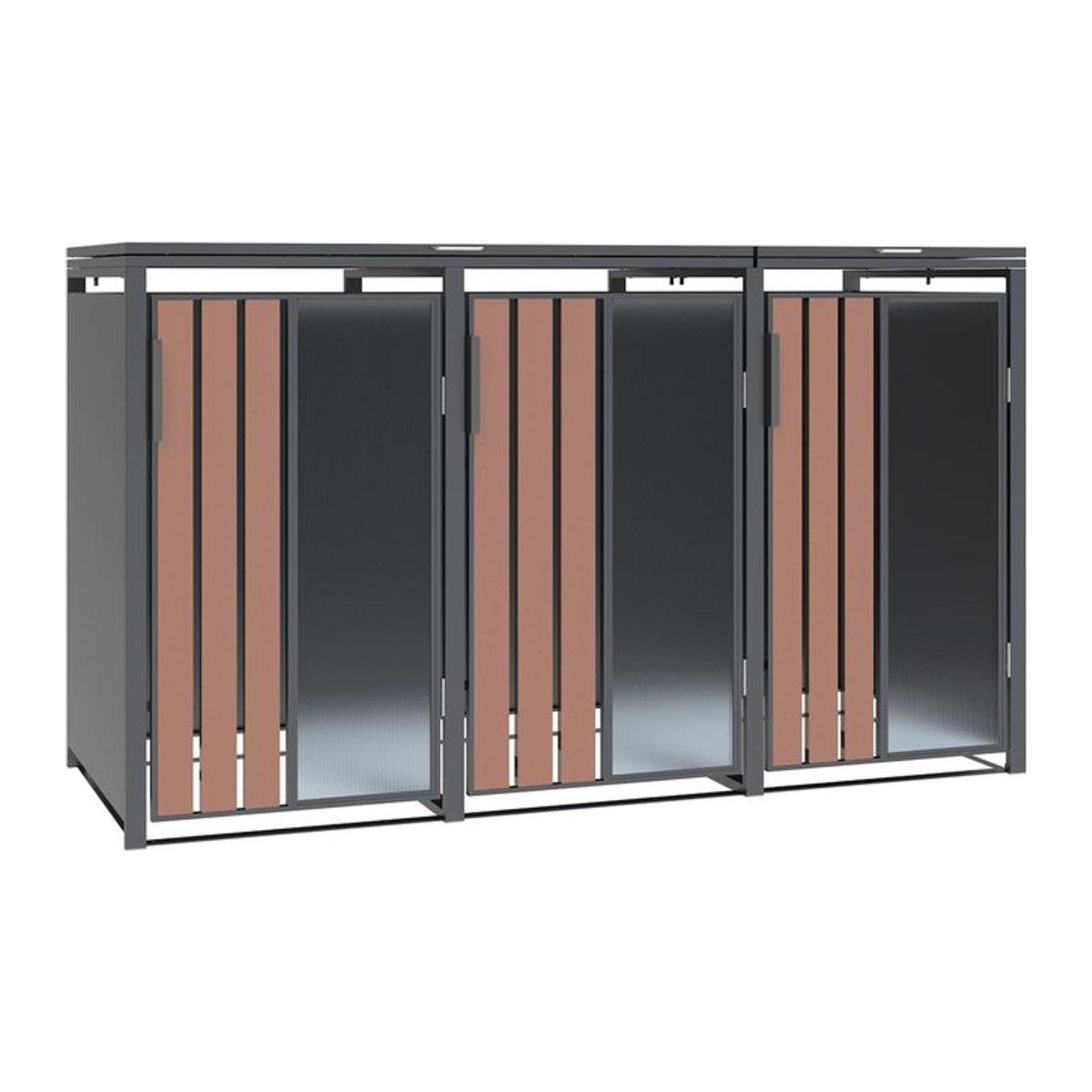 Westmann Mülltonnenbox Status 3 für 3 x 240L in Anthrazit und Holzoptik, B/T/H: 198 x 80 x 116 cm - Bild 1