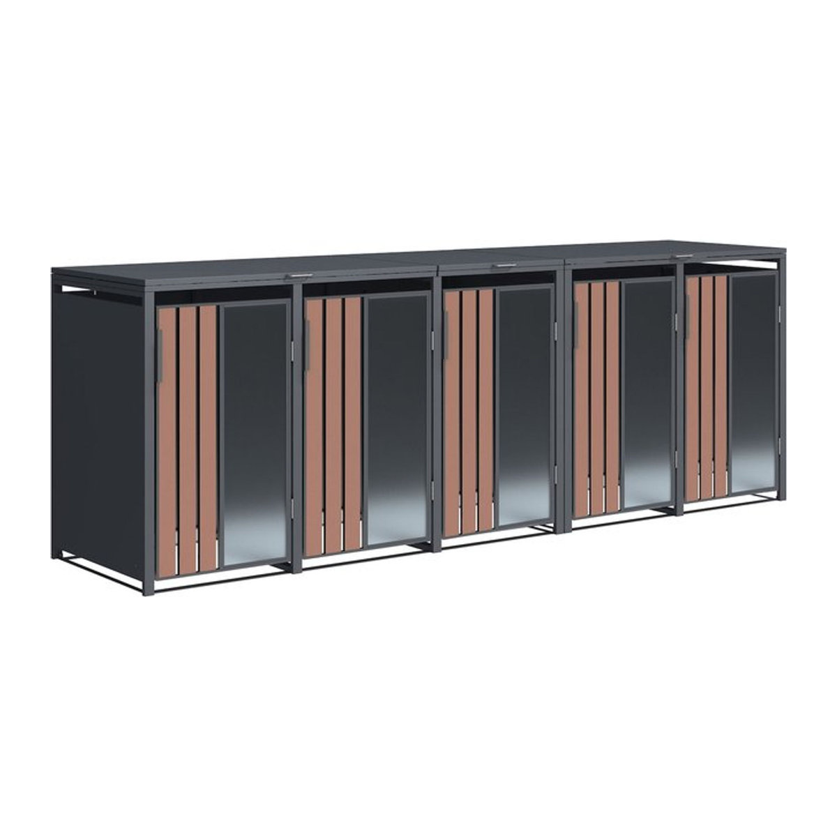 Westmann Mülltonnenbox Status 5 für 5 x 240L in Anthrazit und Holzoptik, B/T/H: 330 x 80 x 116 cm - Bild 1